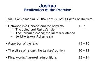 Joshua Realization of the Promise