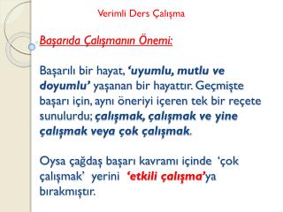 Verimli Ders Çalışma