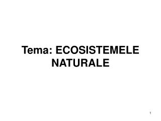 Tema: ECOSISTEMELE NATURALE