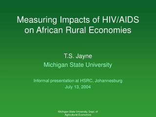 Measuring Impacts of HIV/AIDS on African Rural Economies