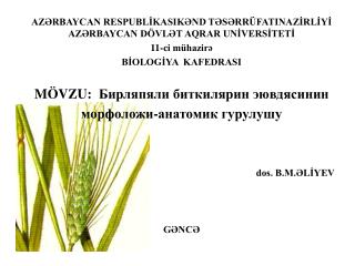 AZƏRBAYCAN RESPUBLİKASIKƏND TƏSƏRRÜFATINAZİRLİYİ AZƏRBAYCAN DÖVLƏT AQRAR UNİVERSİTETİ