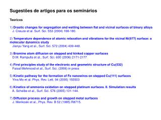 Sugestões de artigos para os seminários