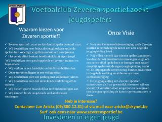 Voetbalclub Zeveren sportief zoekt jeugdspelers