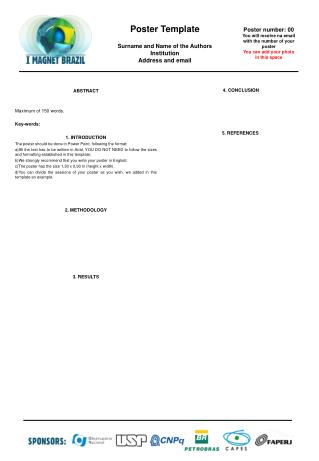 Poster Template Surname and Name of the Authors Institution Address and email