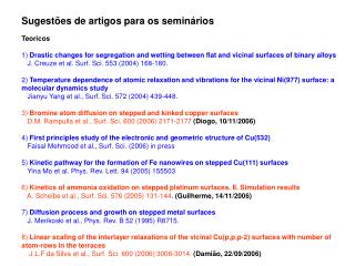 Sugestões de artigos para os seminários