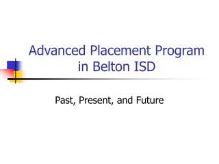 Advanced Placement Program in Belton ISD