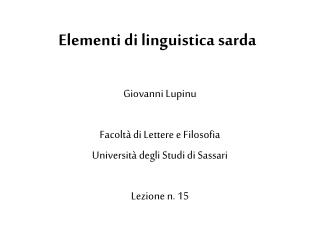 Elementi di linguistica sarda