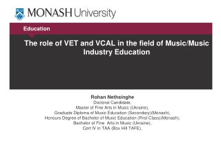 The role of VET and VCAL in the field of Music/Music Industry Education