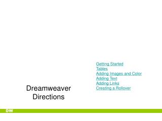 Dreamweaver Directions