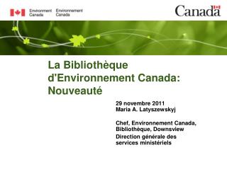 La Bibliothèque d'Environnement Canada: Nouveauté