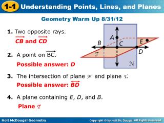 Geometry Warm Up 8/31/12