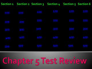 Chapter 5 Test Review