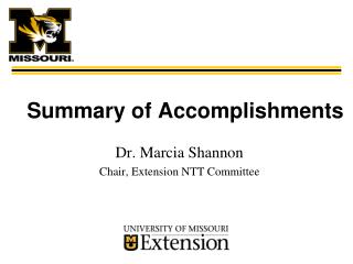 Summary of Accomplishments