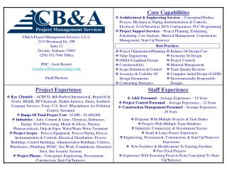 CB&amp;A Project Management Services, L.L.C. 2119 Westmead Dr., SW Suite 12 Decatur, Alabama 35603