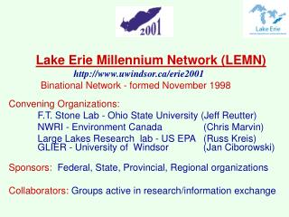Lake Erie Millennium Network (LEMN) uwindsor/erie2001