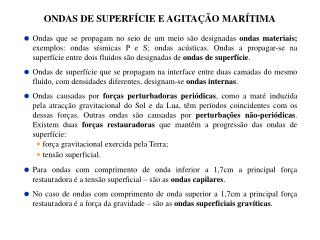 ONDAS DE SUPERFÍCIE E AGITAÇÃO MARÍTIMA