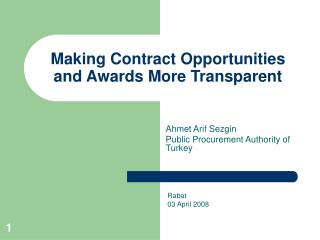 Making Contract Opportunities and Awards More Transparent