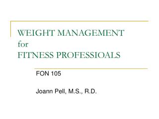 WEIGHT MANAGEMENT for FITNESS PROFESSIOALS