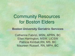 Community Resources for Boston Elders