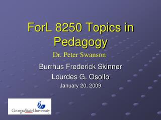 ForL 8250 Topics in Pedagogy