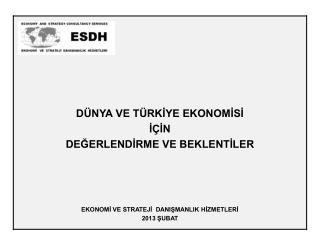 EKONOMİ VE STRATEJİ DANIŞMANLIK HİZMETLERİ