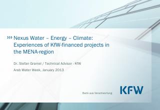 Nexus Water – Energy – Climate: Experiences of KfW-financed projects in the MENA-region