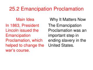 25.2 Emancipation Proclamation