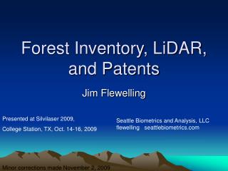 Forest Inventory, LiDAR, and Patents