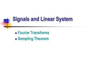 Signals and Linear System