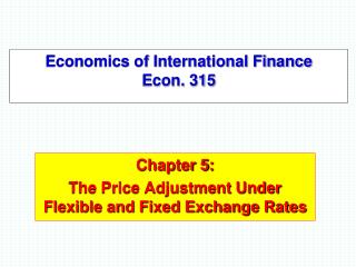 Economics of International Finance Econ. 315