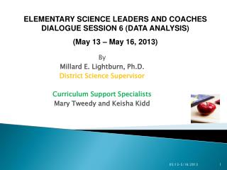 By Millard E. Lightburn, Ph.D. District Science Supervisor Curriculum Support Specialists