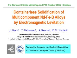 Containerless Solidification of Multicomponent Nd-Fe-B Alloys by Electromagnetic Levitation