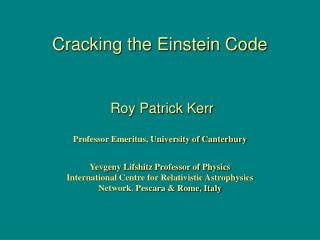 Cracking the Einstein Code