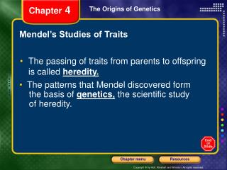 Mendel’s Studies of Traits