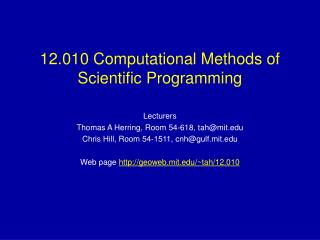 12.010 Computational Methods of Scientific Programming