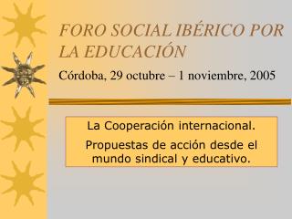 FORO SOCIAL IBÉRICO POR LA EDUCACIÓN