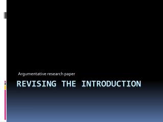 Revising the introduction