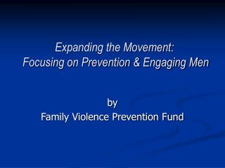 Expanding the Movement: Focusing on Prevention &amp; Engaging Men