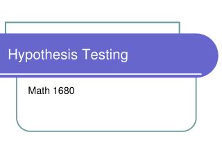 Hypothesis Testing