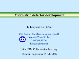 Micro strip detector development