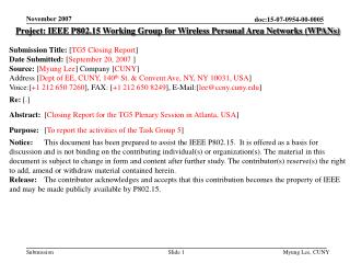 Project: IEEE P802.15 Working Group for Wireless Personal Area Networks (WPANs)