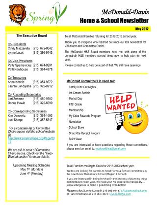 McDonald-Davis Home &amp; School Newsletter