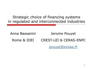 Strategic choice of financing systems in regulated and interconnected industries