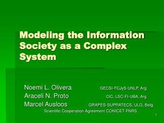 Modeling the Information Society as a Complex System