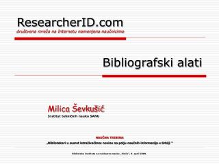 ResearcherID društvena mreža na Internetu namenjena naučnicima