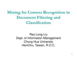 Mining for Context Recognition in Document Filtering and Classification