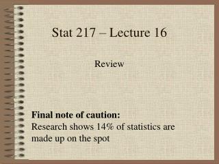 Stat 217 – Lecture 16