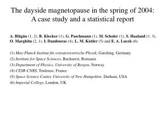 The dayside magnetopause in the spring of 2004: A case study and a statistical report