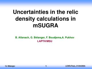 Uncertainties in the relic density calculations in mSUGRA