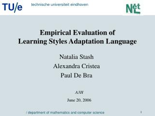 Empirical Evaluation of Learning Styles Adaptation Language